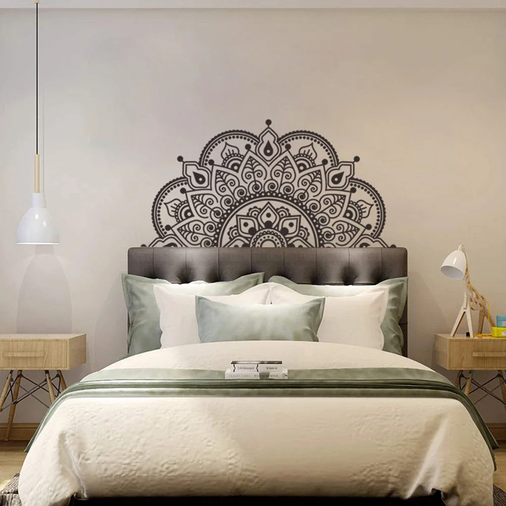 New Pratical Quality Wall Sticker 1pc 28*57cm Headboard Home Mandala Removable Vinyl Art Black/White Decoration