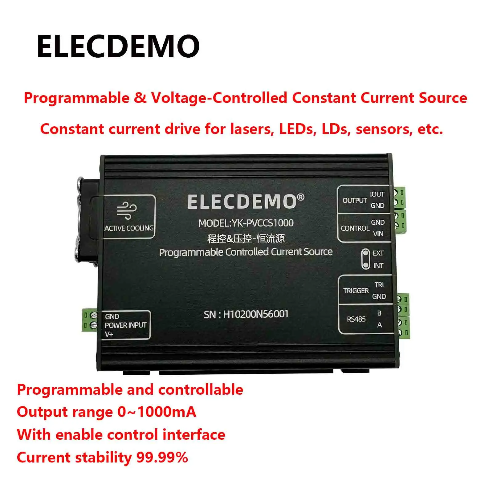 Fuente de corriente constante programable, fuente de corriente controlada por voltaje, controlador LED de alta precisión 0-1A, controlador láser, constante