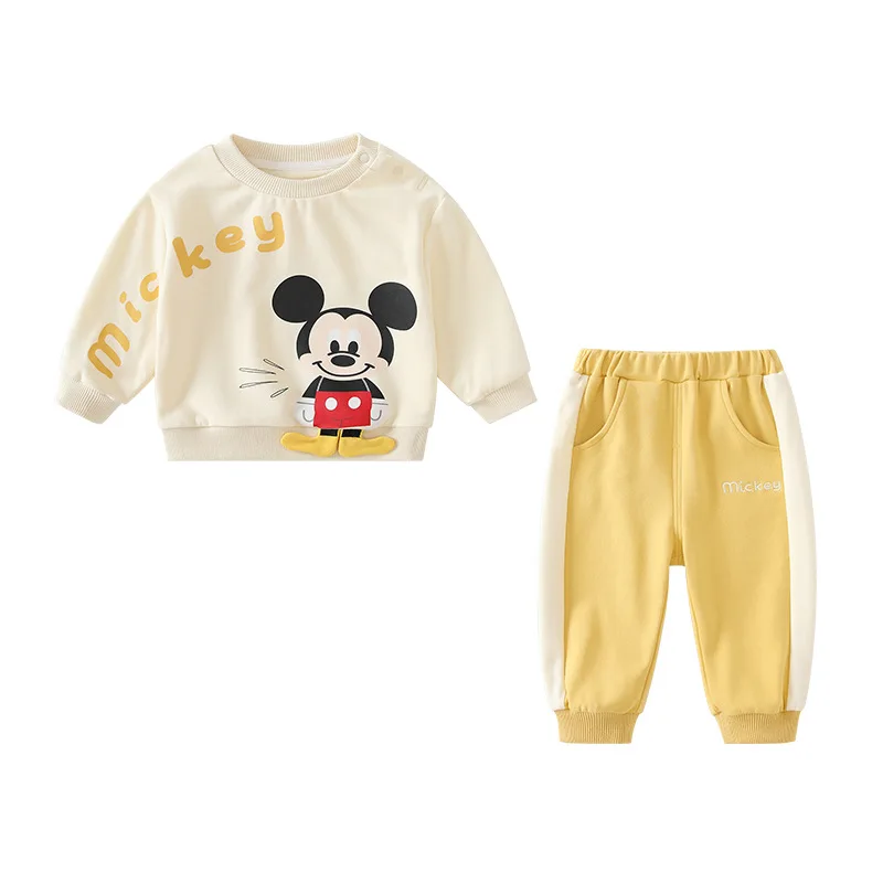 

MINISO Mickey Spring Toddler Boy Cartoon Suit Children's Clothing Sweater Pants Set Soft Cotton Cute 1-3 Years Outfit Playsuit