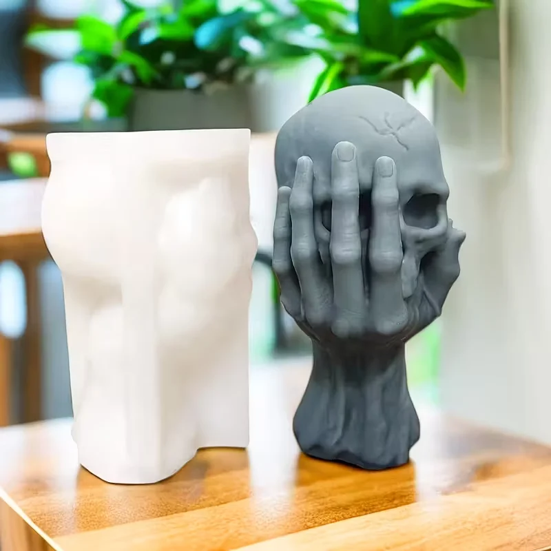 Halloween Baumhand-Totenkopf Aromatherapie-Kerzenform aus Silikon DIY Dreidimensionale Handgehaltene Totenkopf-Gips-Gießform