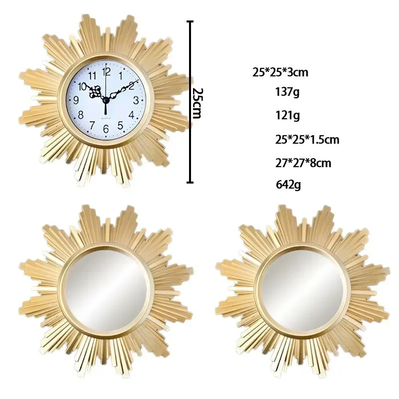 for Art  Wall Clock and Mirror Set 3 Piece Home Decor Accessories  Living Room Bedroom Wall Decoration Modern Style