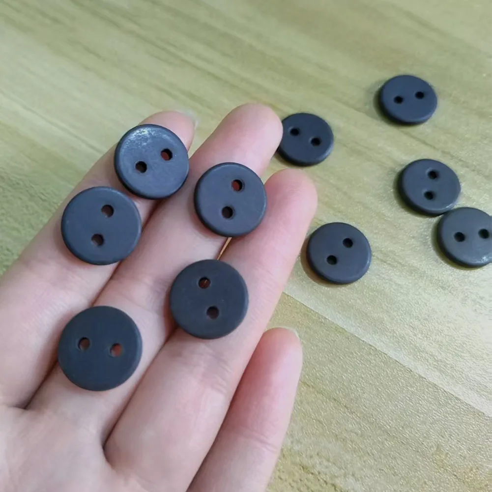 10PC Natural Iron Ore Black 2-Holes Flatback Round Button Shirt Cufflinks DIY Scrapbooking Garment Sweater Coat Sewing Accessory