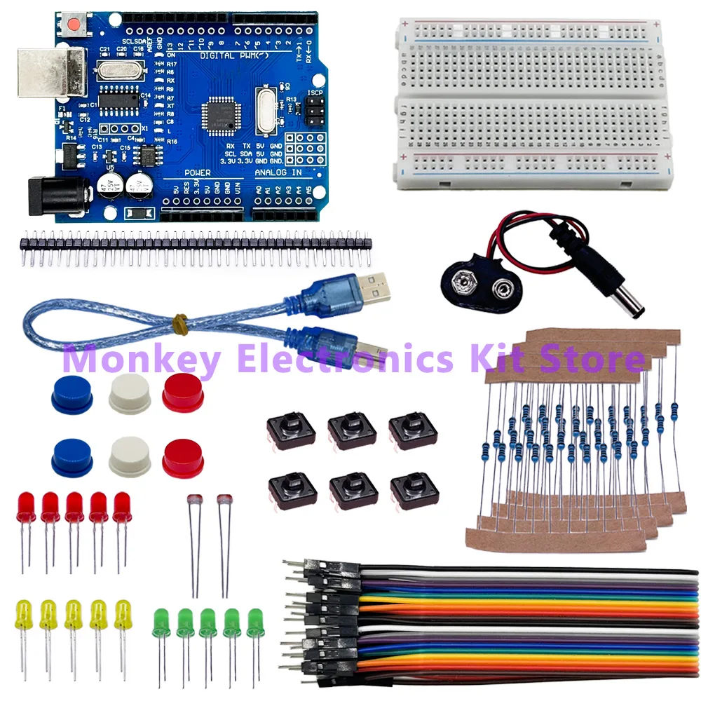Starter Kit for R3 Board ,LED,Male-Male Dupont Line, Button,Without Box or Have Box suitable for Uno R3 Improve Board