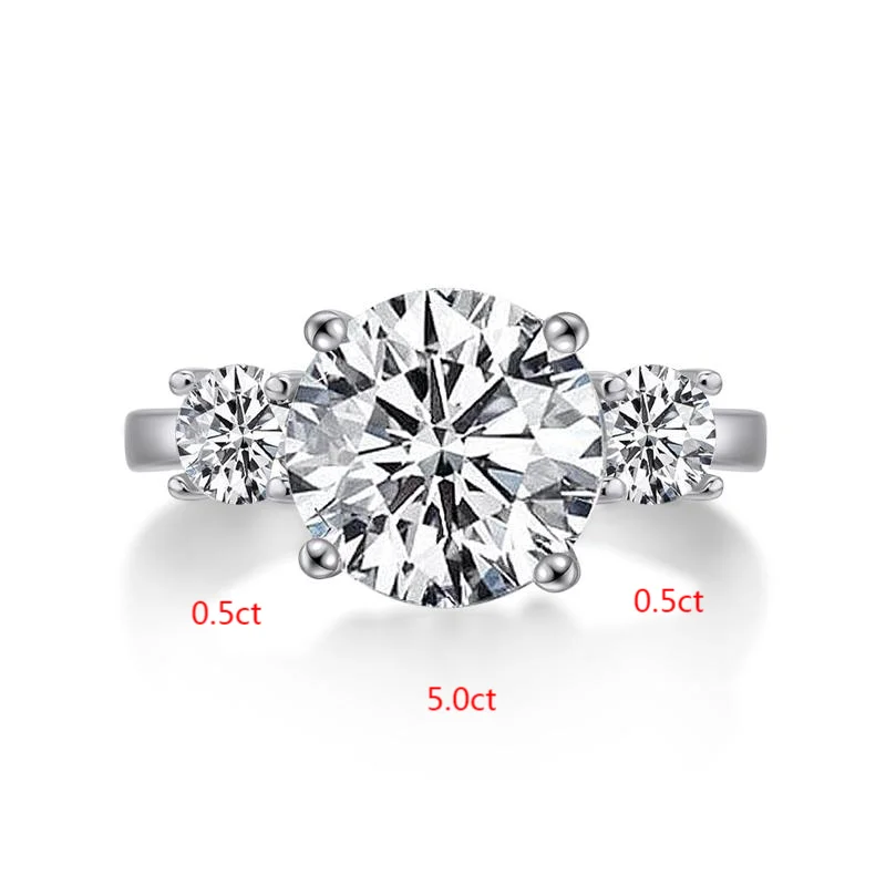 LESF 6 Carat Moissanite Ring Classic Engagement Rings 925 Sterling Silver Round Cut Lady Bridal Fine Jewelry Gifts