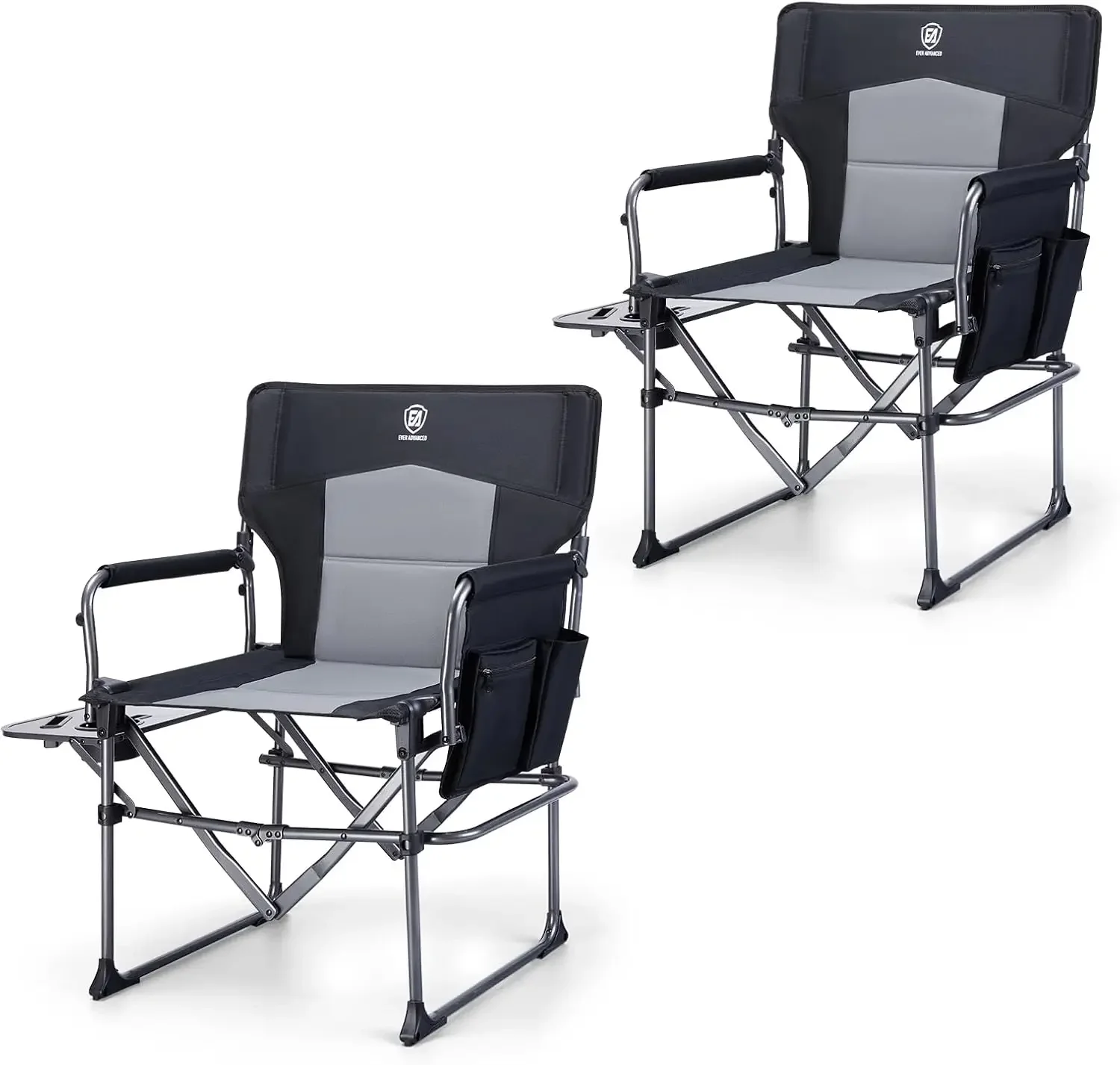 Camping Directors' Chair with Side Table, Portable Folding Chair with Compact Size, Heavy Duty Lawn Chair with Poc