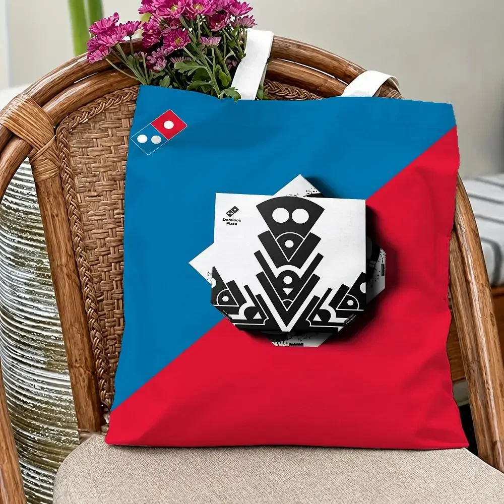Popular Brand D-Domino's PizzaS Storage Bags Eco Canvas Tote Odorless Reusable Double Print Shopping Bag
