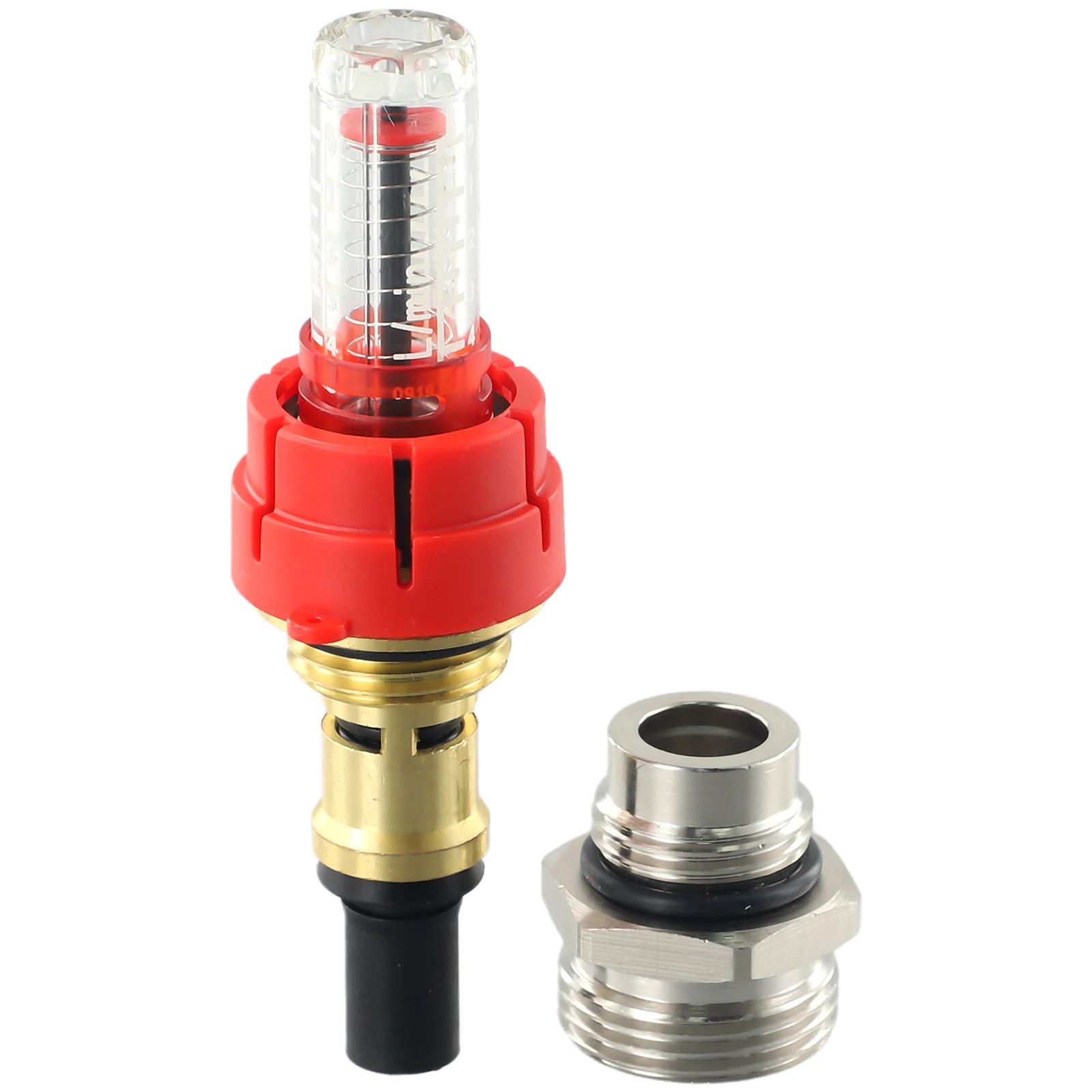 Flow Meter for Underfloor Heating Manifold DN25 with Brass Body Removable Sight Glass and Real-Time Flow Visualization