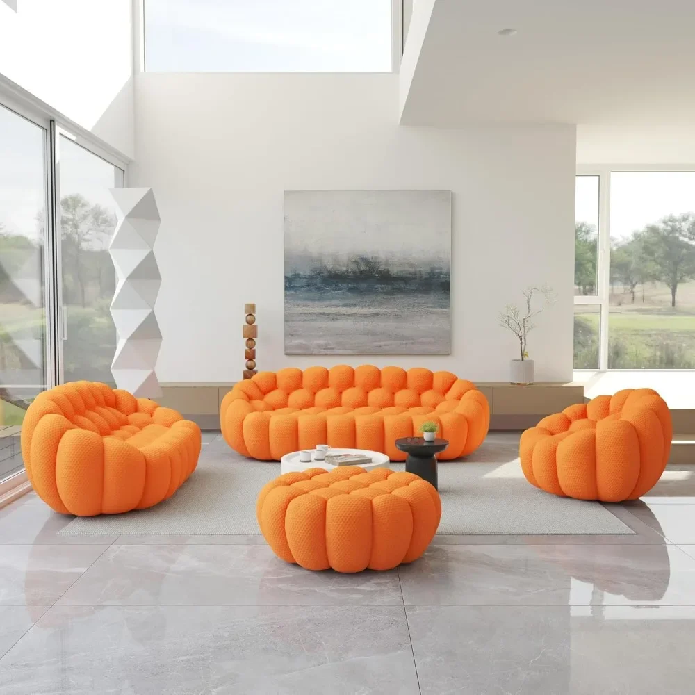 

Bubble Sofa Curved Couch Set, Comfy Upholstered Sofa, Mesh Fabric 3D Honeycomb Shape Modern Couches for Living Room, Apartment