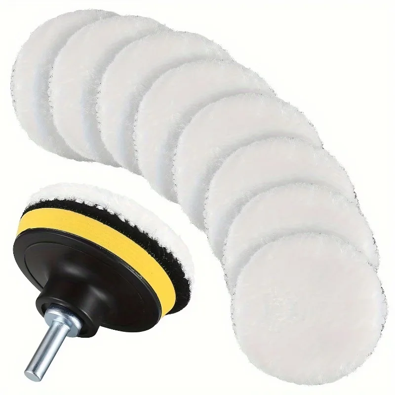 Wool Polishing Pads Kit, 7/18Pcs 3 Inch Buffing Pads with Drill Adapter and Backing Plate, for Car Polishing, Waxing