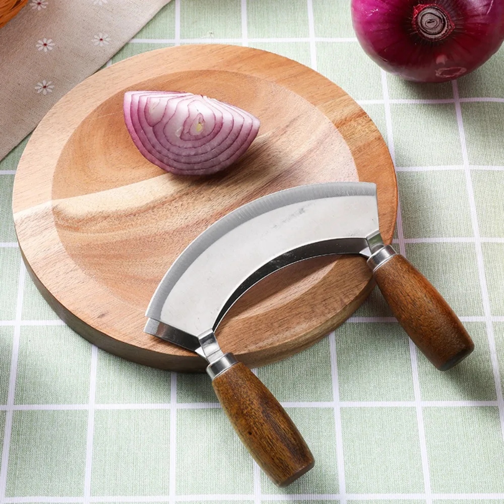 Cutter Set with Round Cutting Board Staniless Steel Rocker Chopper Slicer Cutter Rustproof Pizza Cutter Rocker Slicer