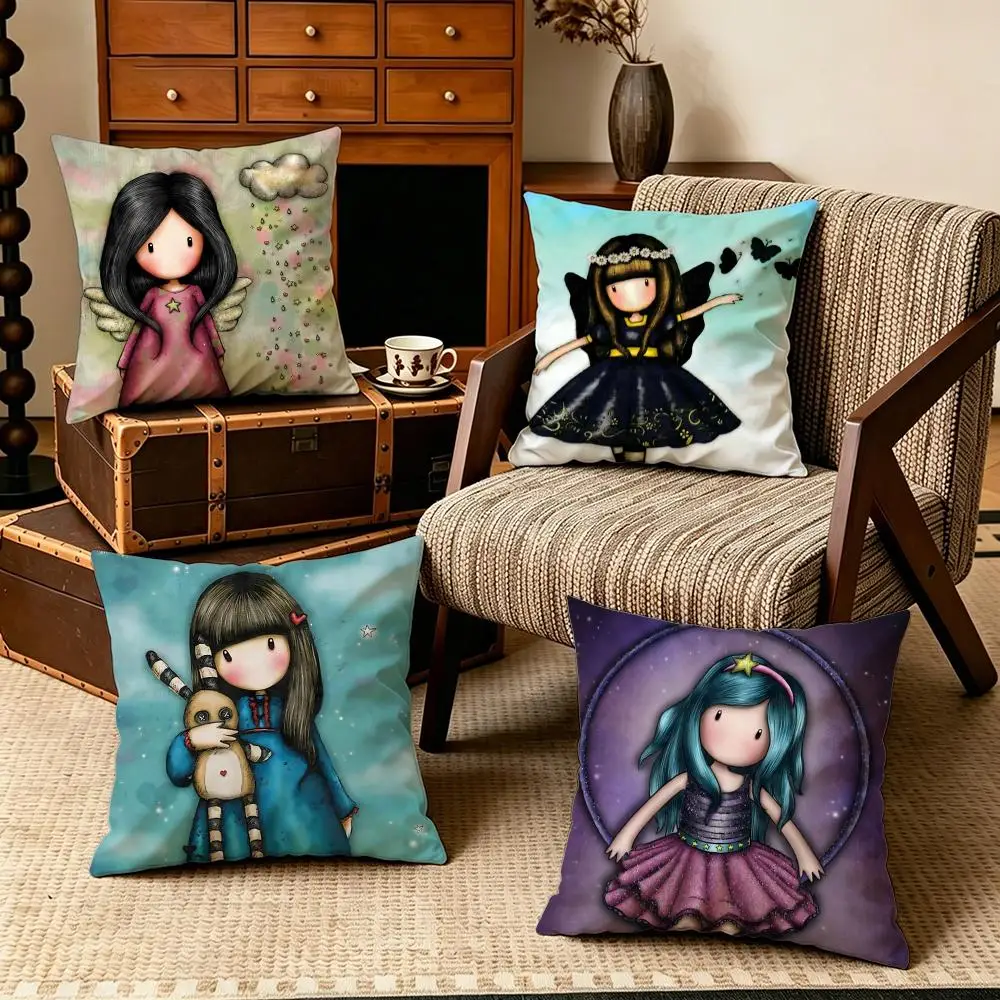 IP-Gorjuss GirlsS Cushion Cover Soft Velvet Cushion Cover Set 4Pcs 50x50 45x45 Zipper Pillowcase for Home Decor