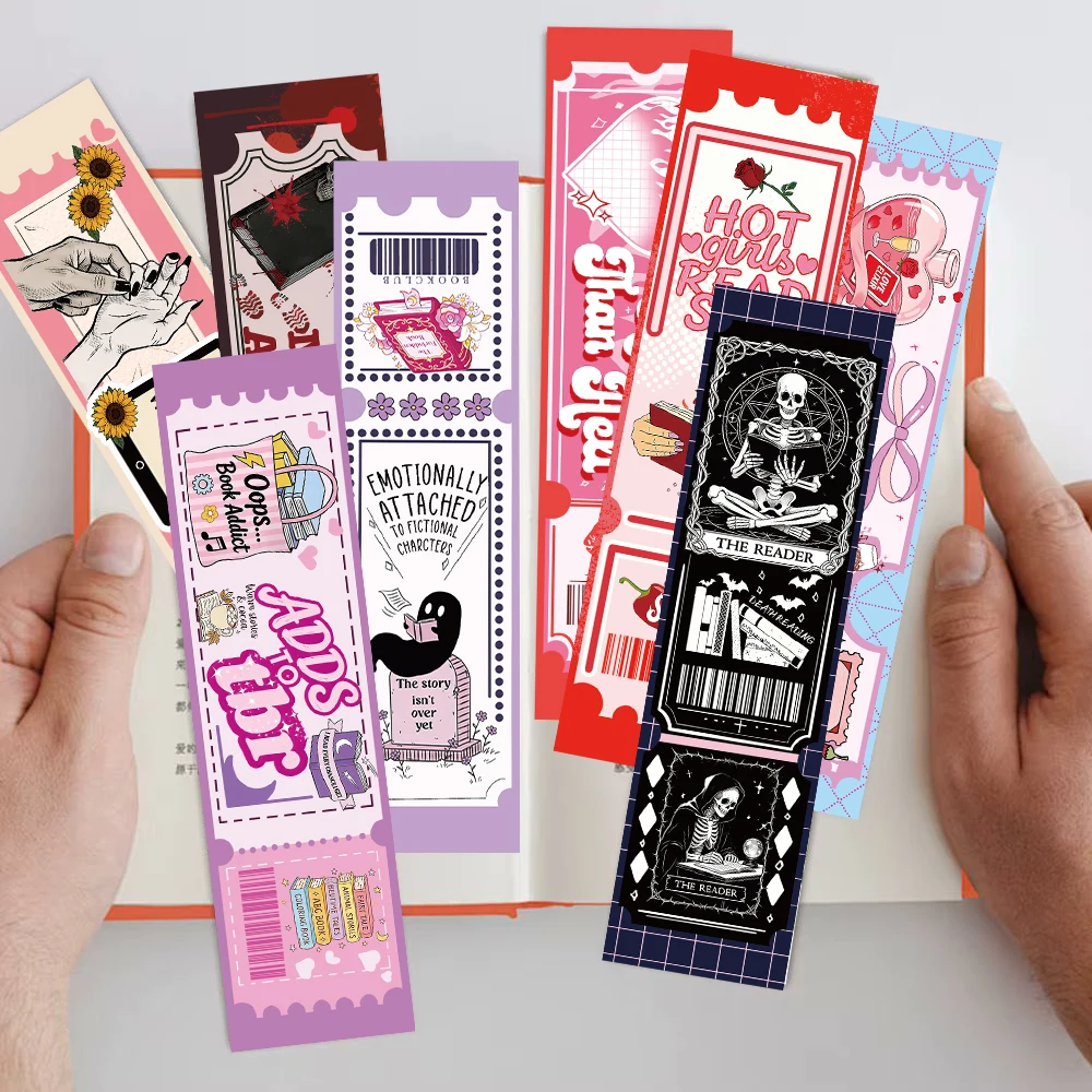 60PCS Cartoon Book Lovers Club Print Bookmark Vintage Motorcycle Markers For School Supplies Cafe Favor Gift Birthday Bookmarks