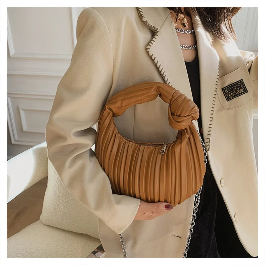 

Autumn and winter niche underarm pleated bag retro texture popular casual daily versatile handbag women's dumpling bags