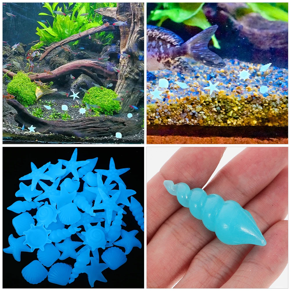 

100pcs Night Glow In The Dark Fish Tank Decorative Rocks Luminous Resin Stones For Aquarium Garden Pathway