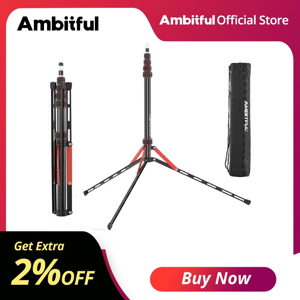 Nouveau trépied photo Ambitful GM220 avec tube plus épais, amélioré, pour éclairage vidéo LED, boîte à lumière de studio, flash, parapluies et réflecteur