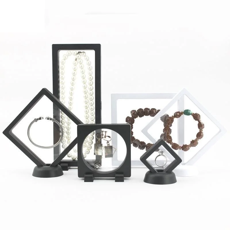Caja de almacenamiento de joyería Visible transparente con película de PE, caja para pendientes y anillos, pulsera, collar, caja para presentación de joyería, caja de almacenamiento a prueba de polvo