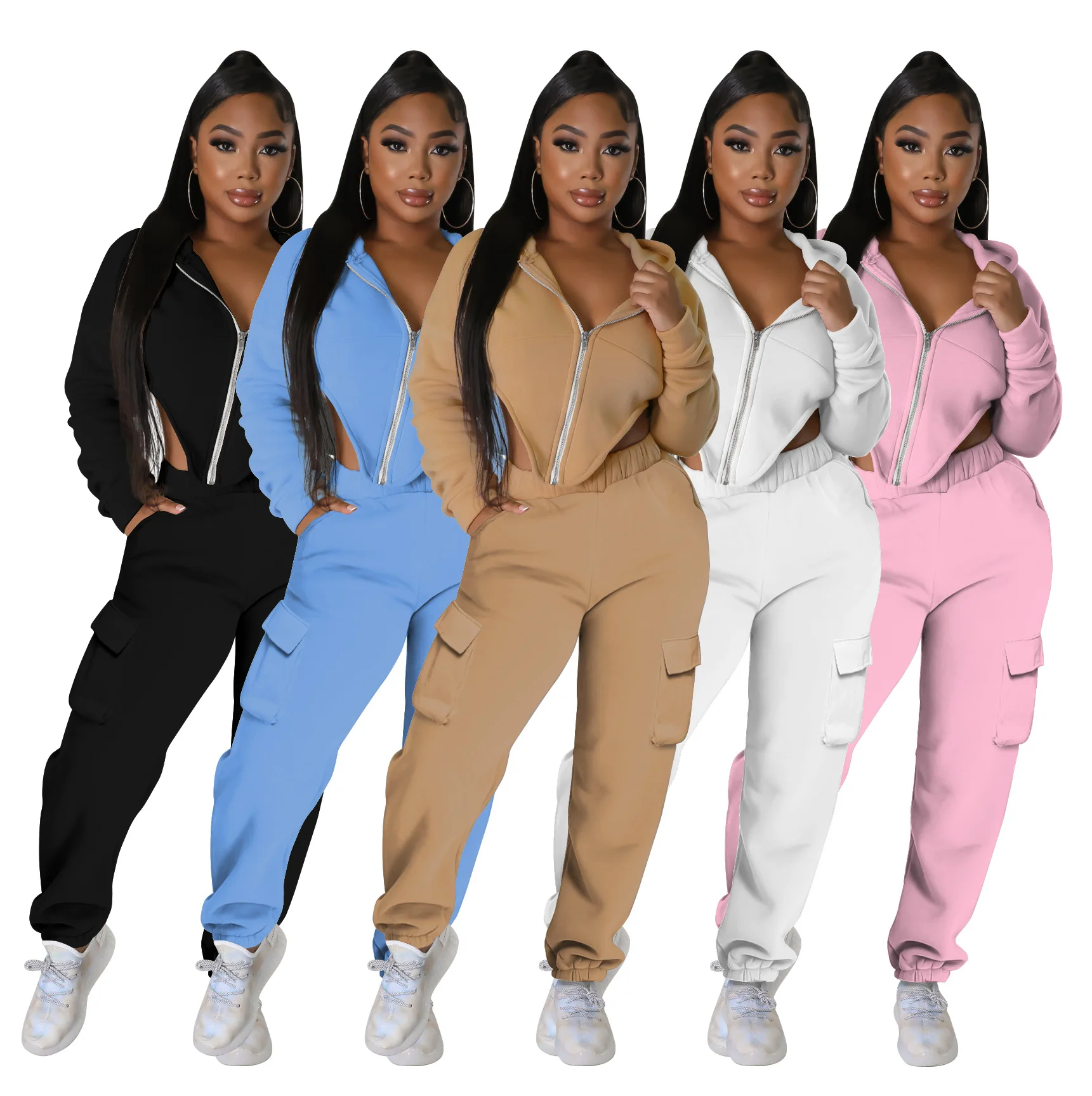 

2022 Fashion Women's Tracksuits Zip Up Sweatshirt+Pants 2 Piece Sets Sportwear Femme Sports Suit Hoodies Female Outfits Clothes