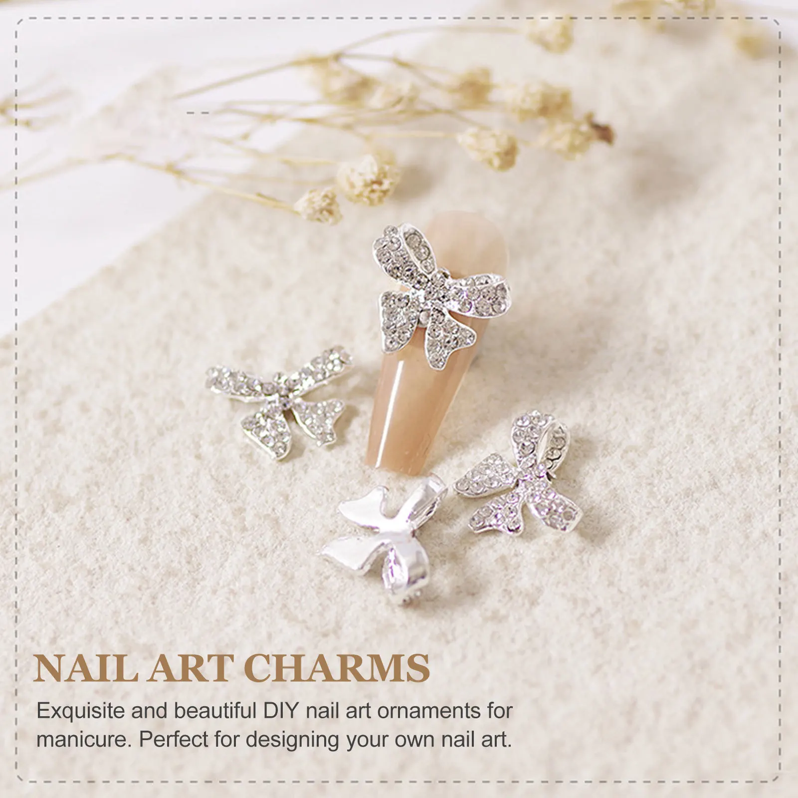 

5pcs Rhinestone Embellishments Bow Nail Art Decorations Diy Manicure Jewelry Accessories For Women Nail Artists