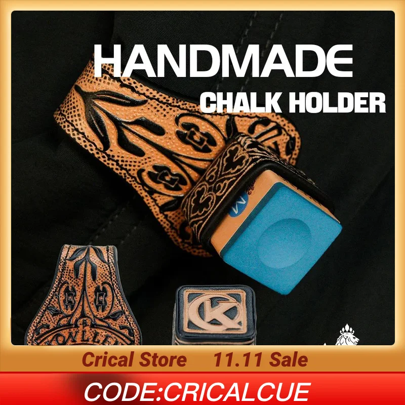 

KONLLEN Chalk Holder with Square/Round Leather Magnetic Support for Pool Cue Snooker chalk holder Billiard Accessories