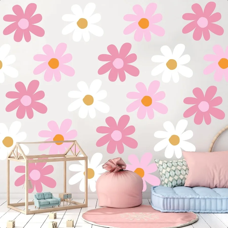 

12 Sheets Daisy Wall Decals Flower Wall Stickers Large Daisy Wall Stickers Daisy Decals for Wall Peel and Stick for ry Girls Be