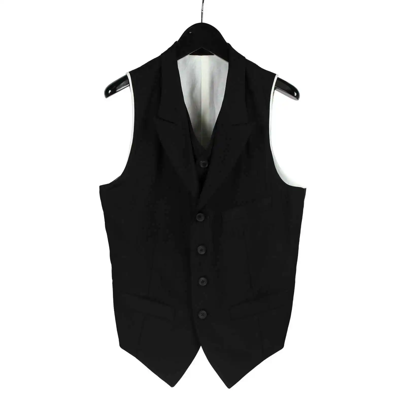 

TOP-YAMAMOTO Japanese original design dark minority men's black non-ironing anti-wrinkle straight vest
