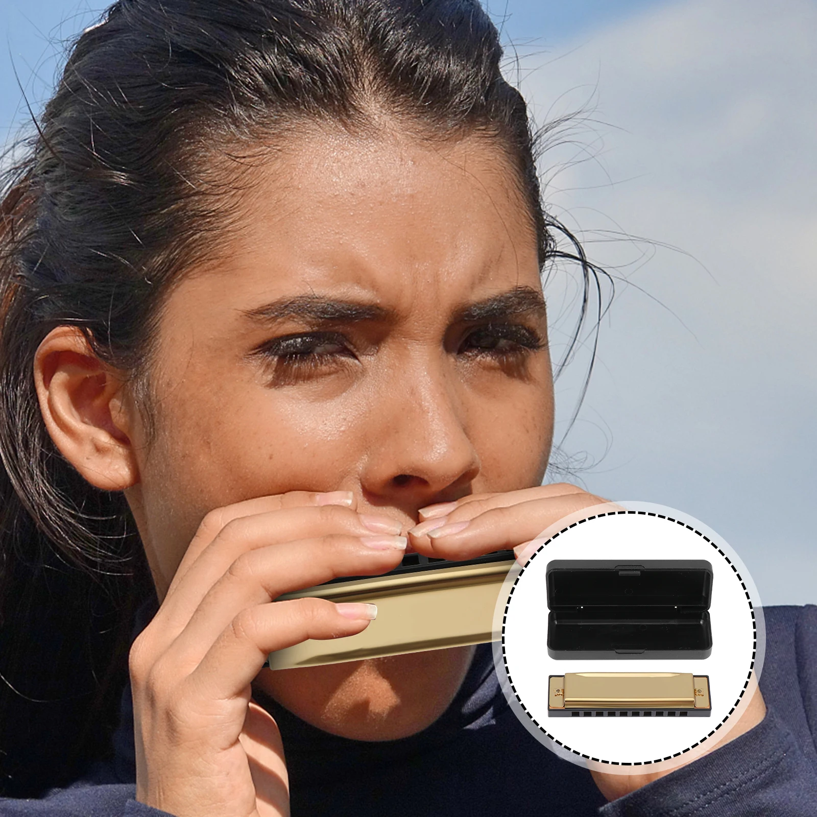 

1Pcs 10-Hole 20-Tone Blues Harmonica Metal Portable Musical Instrument Perfect for Children Beginner Gift Blues Folk