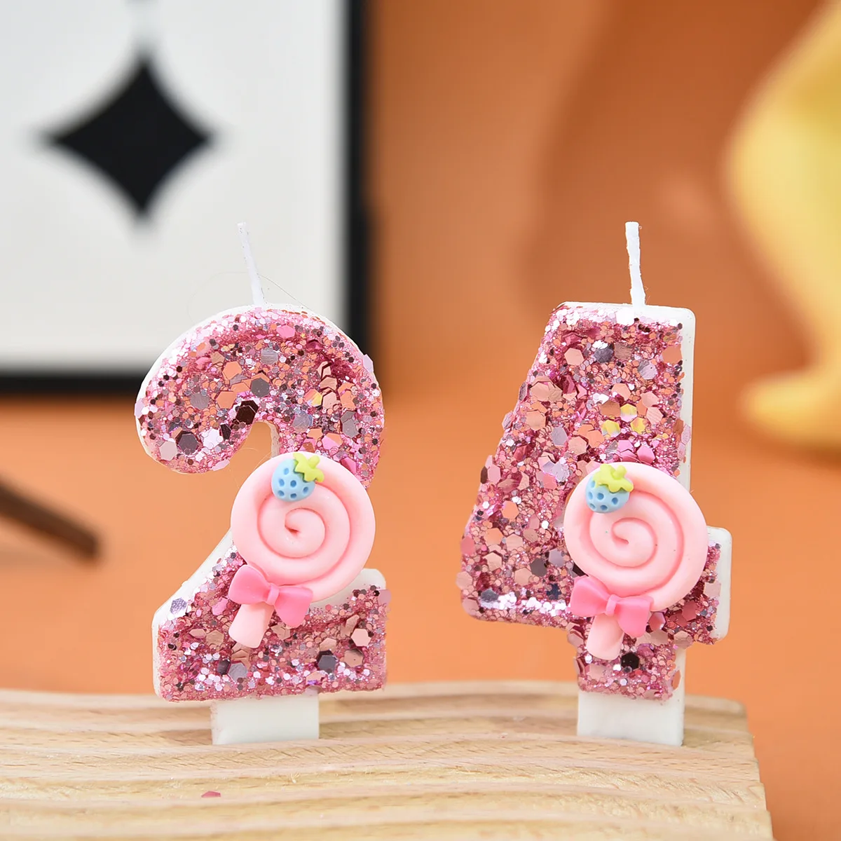 Pink Lollipop Digital Candle Birthday Cake Decoration Ornament Party Dress Up Supplies Creative Romance