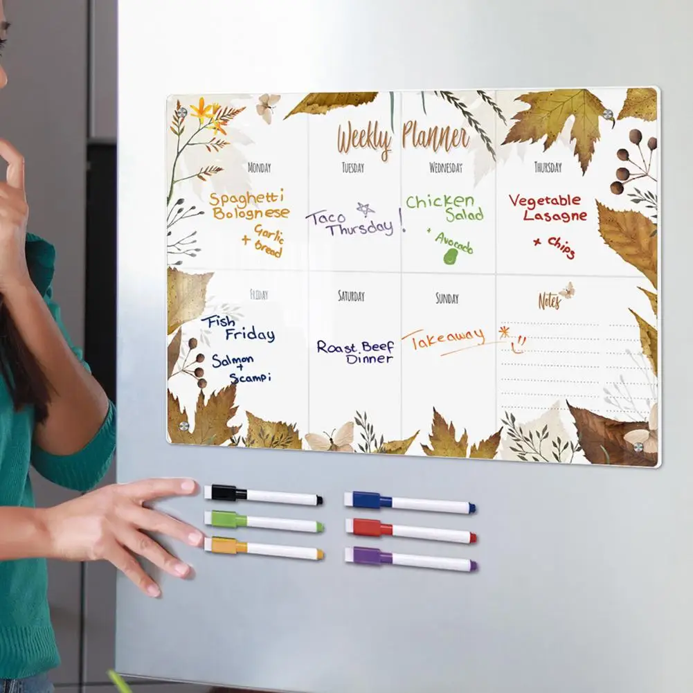 Durable Acrylic Board Organizational Magnetic Stickers Transparent Acrylic Weekly Planner Message Board for Smooth Writing