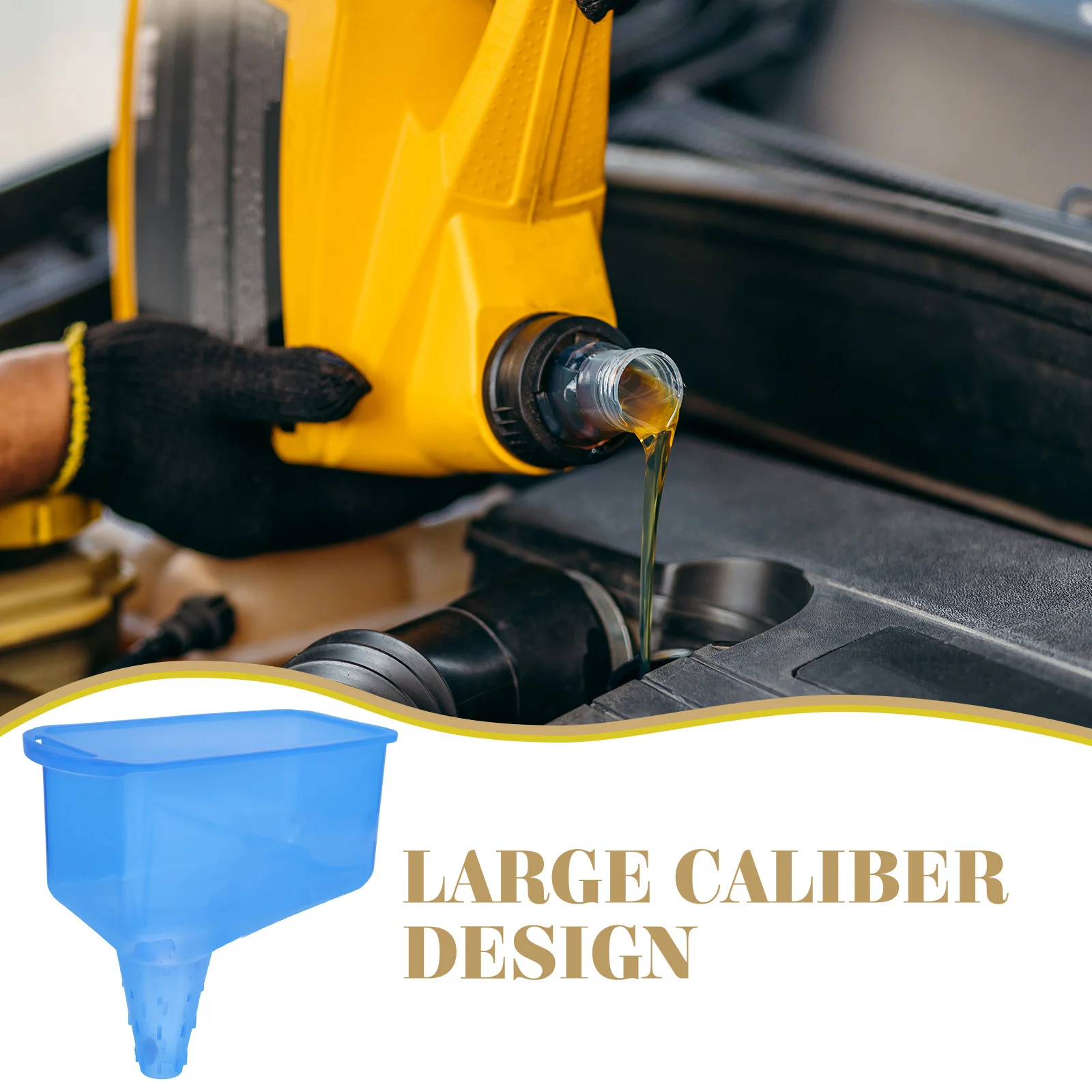 

Oil Funnel for Car Motorcycle Precise Large Bore Leakproof Durable Plastic Tool Capless Tank Square Transmission