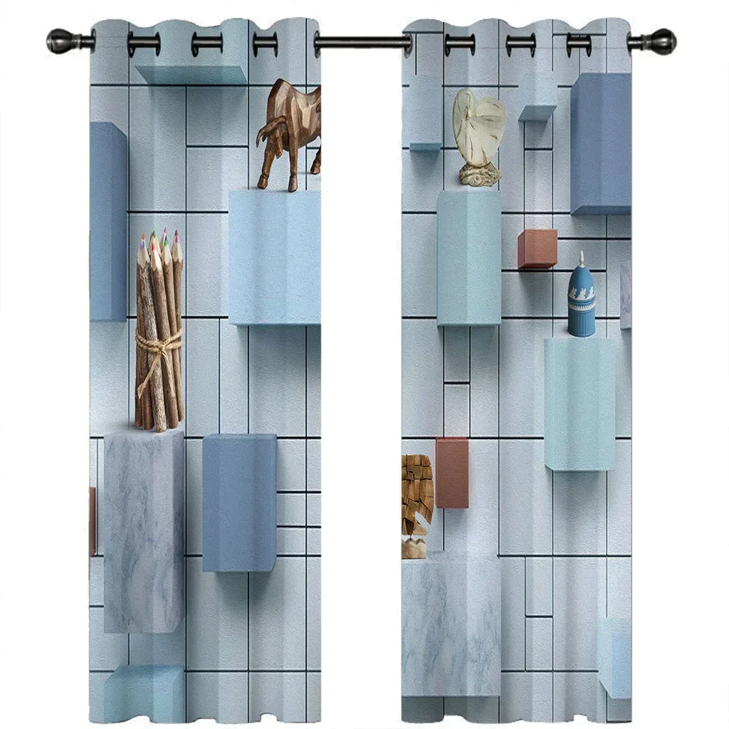 

HUANZHUANG Curtains For Bedroom Living Room Darkening, Nordic Geometric Marble Print Window Treatments Decor Pattern Grommet