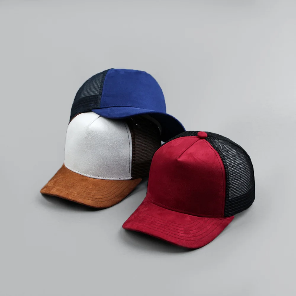 Customized Printed Logo 5-Piece Suede Mesh Breathable Baseball Caps Men's And Women's Fashionable And Versatile Duck Tongue Hats