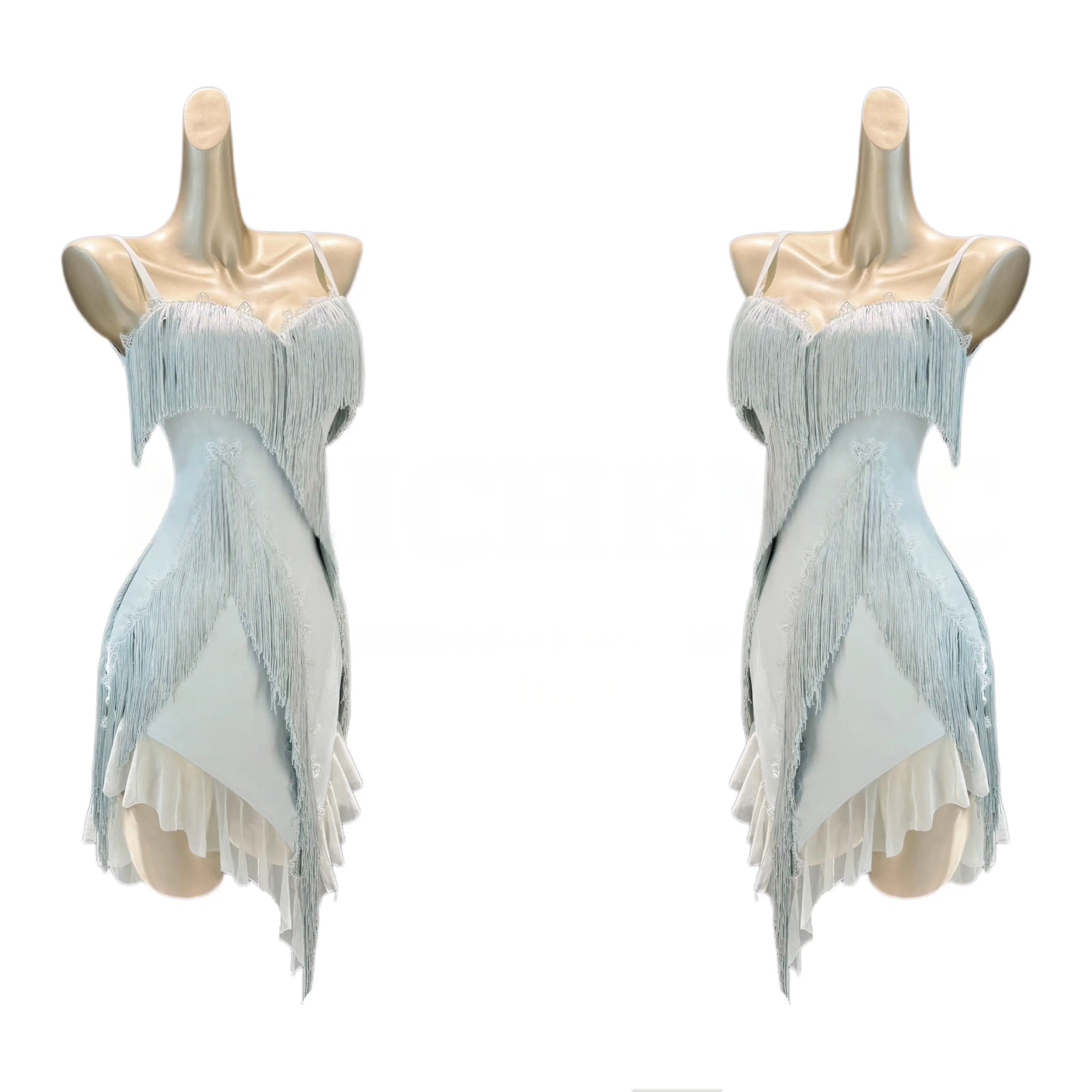2026 New Latin Dance Dress Performance Costumes For Women Tassels Strap Mesh Irregular Dress Female Samba Dance Clothes DN23981