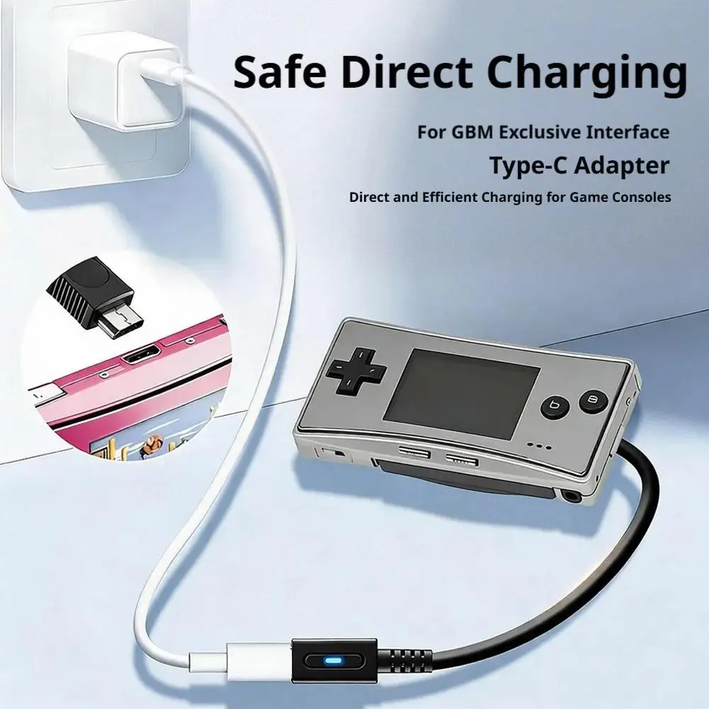 Cable de Carga USB C para Consola GBM, Cable de Alimentación Tipo C para Controlador de Juegos, Cable para Game Boy, Cable de Conversión