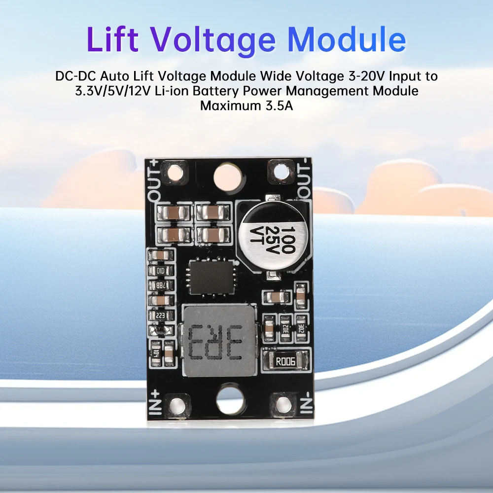 DC-DC Auto Lift Module 3-20V Input to 3.3V/5V/12V Li-ion Battery Power Management Module Max 3.5A 95% Conversion Efficiency