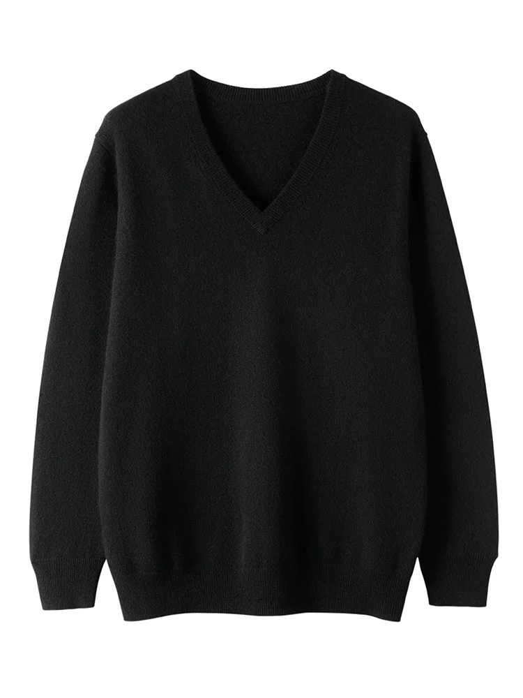 MEETCC Luxury Men 100% Cashmere Pullover Autumn Winter Soft Warm V Neck Sweater Casual Smart Cashmere Knitwear Quality jumpers