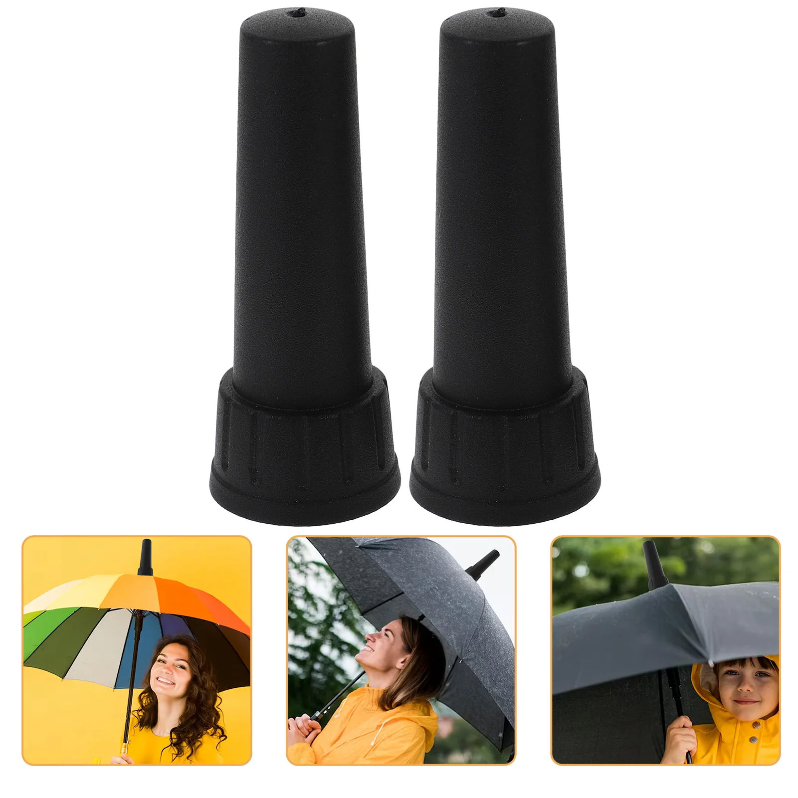 2 Pcs Cane Umbrella Accessories Car Tip Caps Folding Replacement Tops Rubber Cover Protector Travel Repair Supply