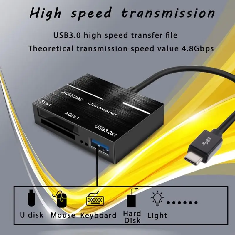 Kamera G8DB XQD Card Reader USB Hub Memory Card Reader Connector Fast Black