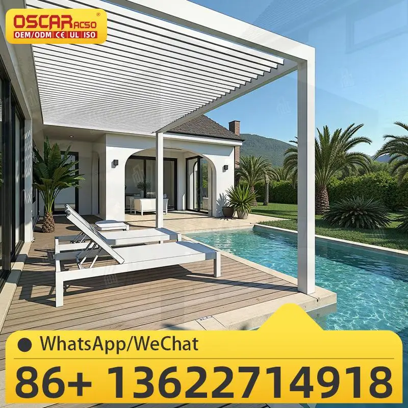 

Waterproof Aluminium Outdoor Louvered Roof Sun Shade Kits for Patio Garden Balcony pergola