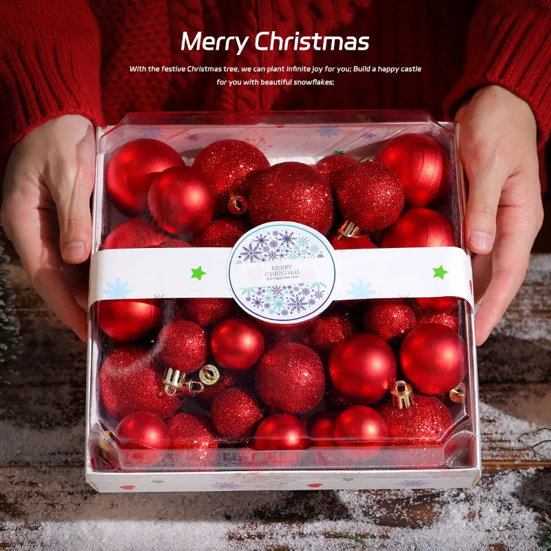 Christmas Ball Ornaments Matte & Glitter Mixed Finish Boxed Pendants Ideal Accessories For Xmas Tree Indoor Holiday Styling
