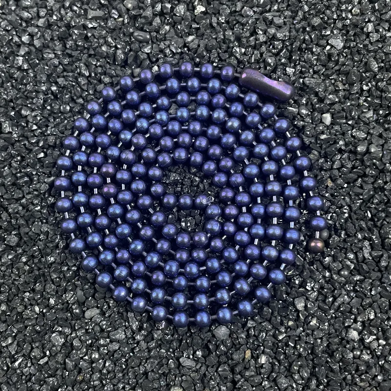 New Pure Titanium Burnt Blue Bead Chain Necklace with A Width of 2/2.4/3/4mm Unisex Allergy Free and A Length of 650mm  Matching