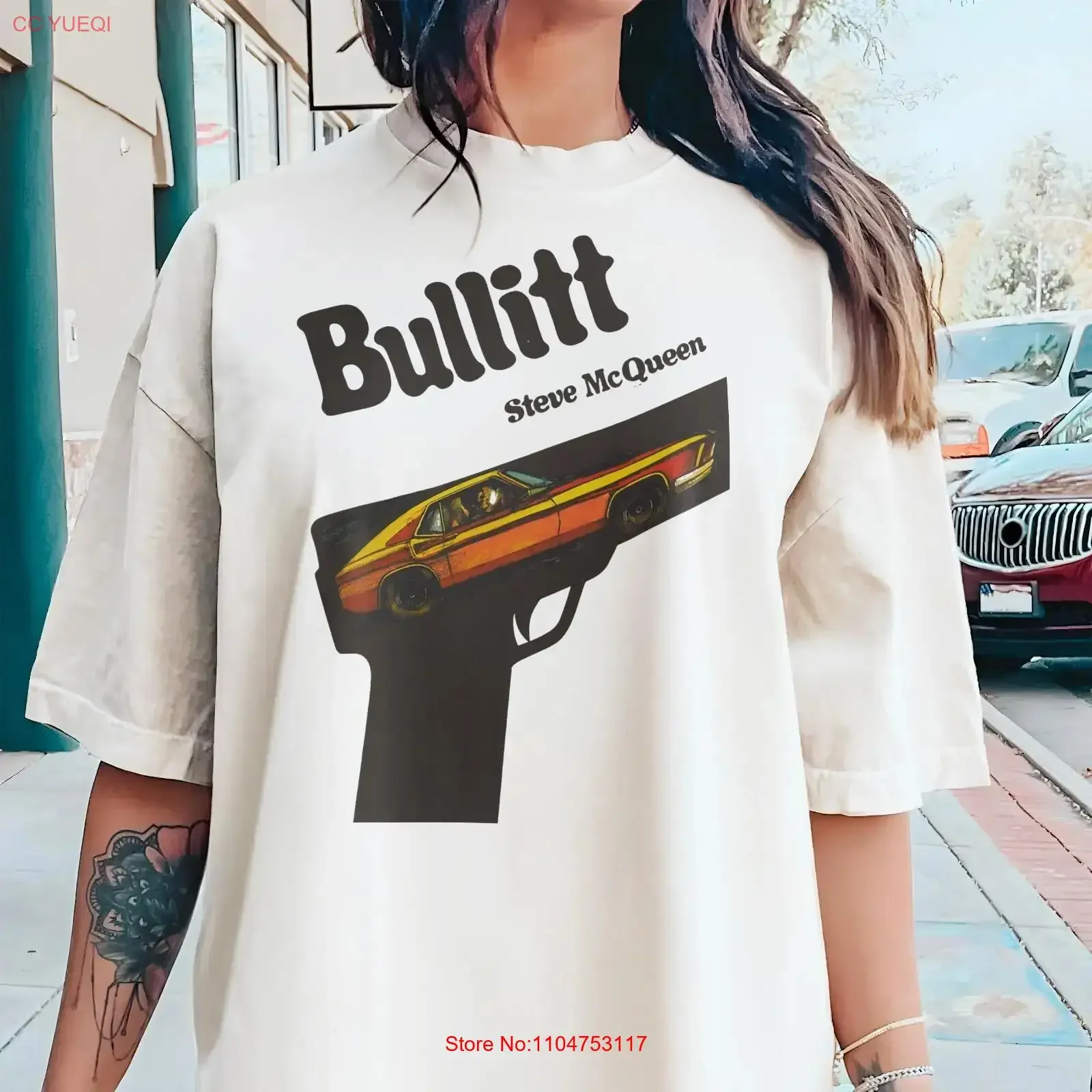 Bullitt V1 Color T Shirt Vintage 8 colors DTG Print SIZES S 5XL long or short sleeves vintage Washed Unisex streetwear Casual