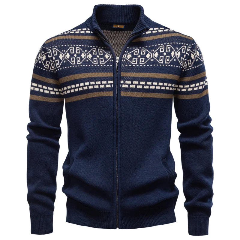

2025Autumn Winter New European Size Sweater Cardigan Men's Sweater Zipper Knitted Men's Jacket