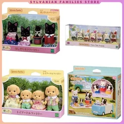 Genuine ternurines Sylvanian Families Anime Figures The Poodle Family Bulldog Baby fairy tale friends Car Set Toys Girls Gifts