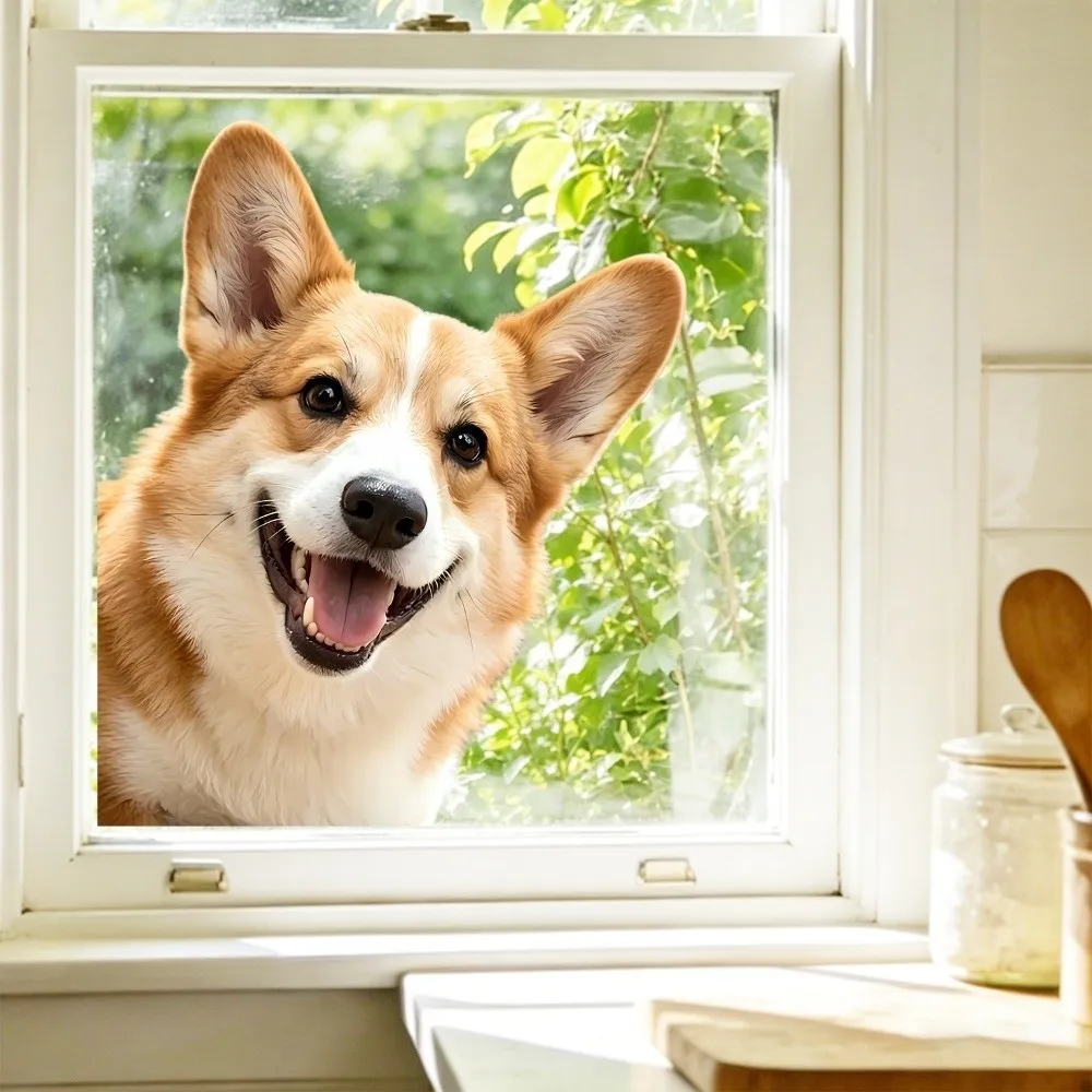 Electrostatic Cling Animal Window Sticker Reusable Waterproof Decorative Window Decal Removable Peeking Animal Decal