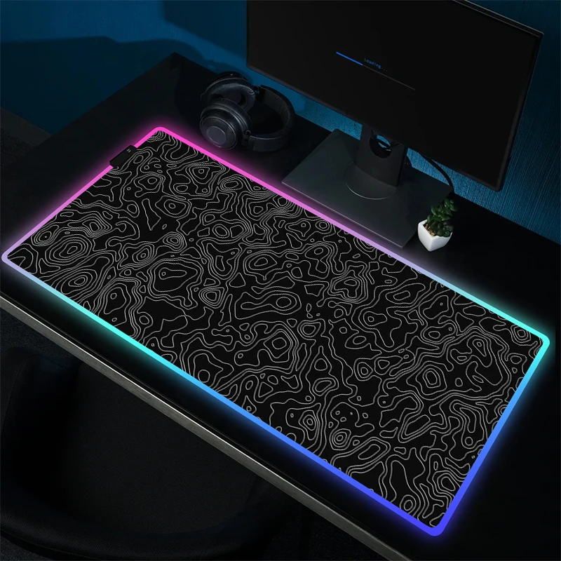 Grande RGB LED Gaming Mouse Pad, Firewatch Forest Mouse Mat, Computador de borracha Mousepad, Tapete de mesa de bloqueio, Table Mats