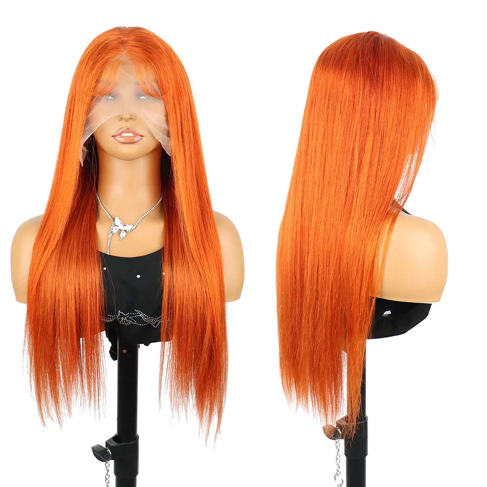 36 Inch 350 Orange Ginger Human Hair Wig 13x4 HD Lace Frontal Wigs Water Boon Straight 100% Remy Human Hair 13x6 Lace Front Wig Pre Plucked For Women