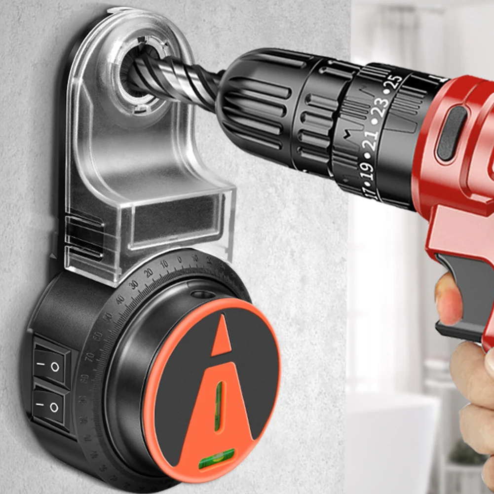 

2 In 1 Wall Electric Suction Vacuum with 2 Horizontal Bubble 360° Level Dust Cleaning Tool for Electric Hammer & Drill