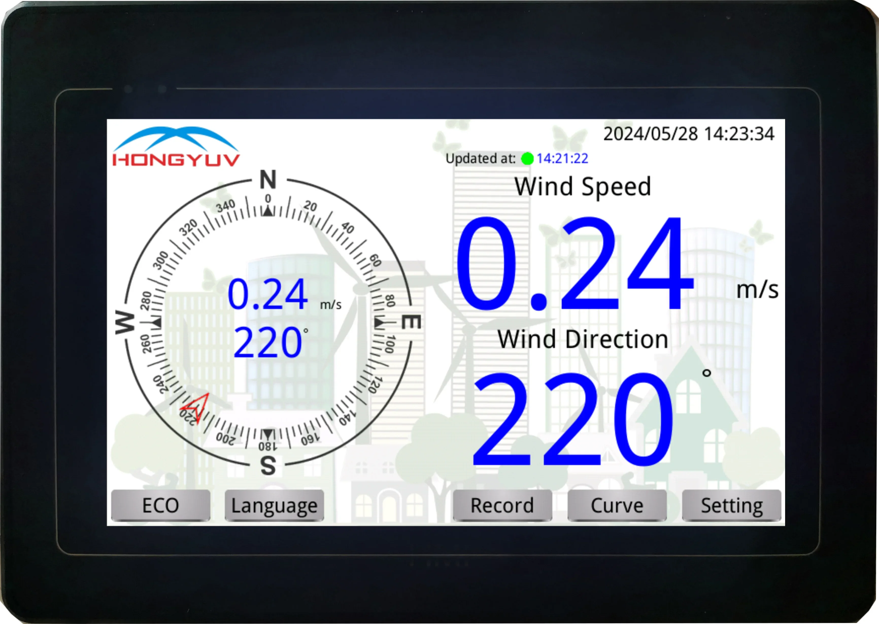 data logger display console recorder logging for  R. M. Young Vaisala ultrasonic wind sensor