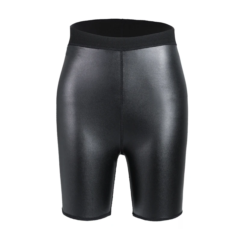 Hot Women High Waist Faux Leather Leggings Tights Stretchy Pleather Pants Body Shaper Waist Trainer Wide-waisted Shapeing Shorts