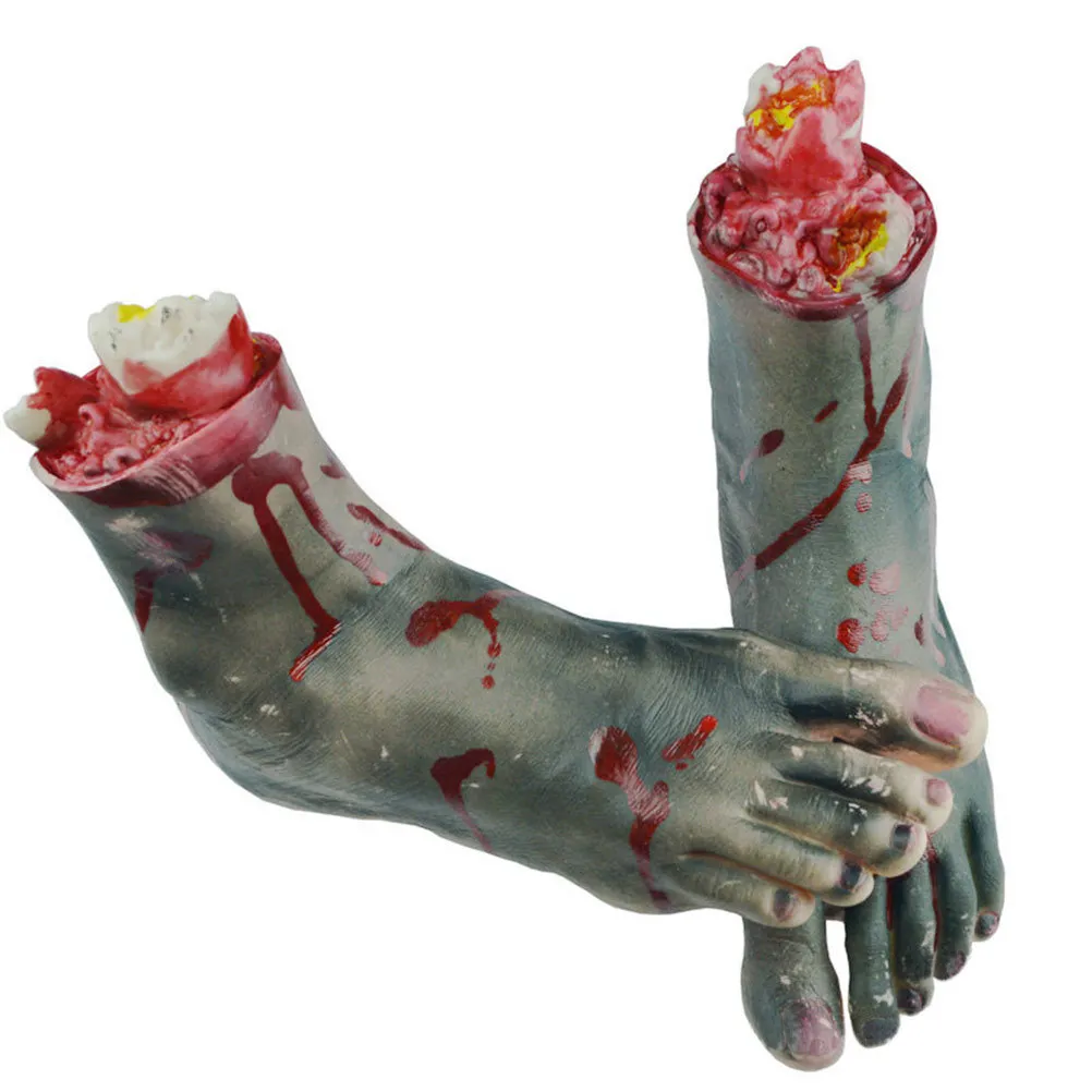 

4 pcs Prank Prop Human Parts Horror Props For Halloween Prank Scare Decor Hands Feet Gory Fake Body Parts Trick